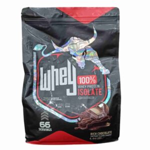 Bull Pharm 100% Whey Protein Isolate in Rich Chocolate flavor.